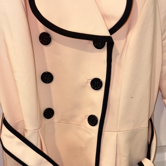 Elle Pink Double-Breasted Coat with Black Trim - Picture 10 of 17